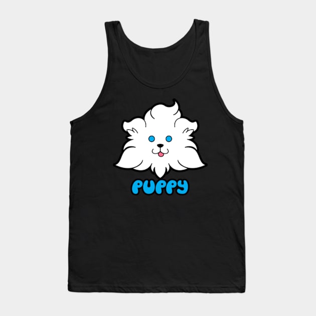 Fluffy White Puppy Face Tank Top by JadedOddity